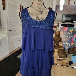 Blue Sequin Layered Top And Matching Purse